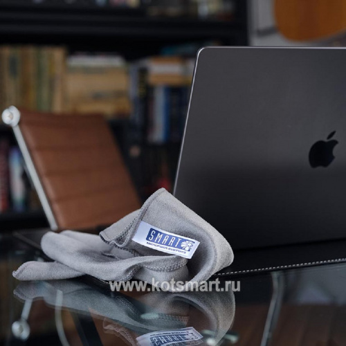 Салфетка для оптики, замша, 32х31, Белый кот Смарт